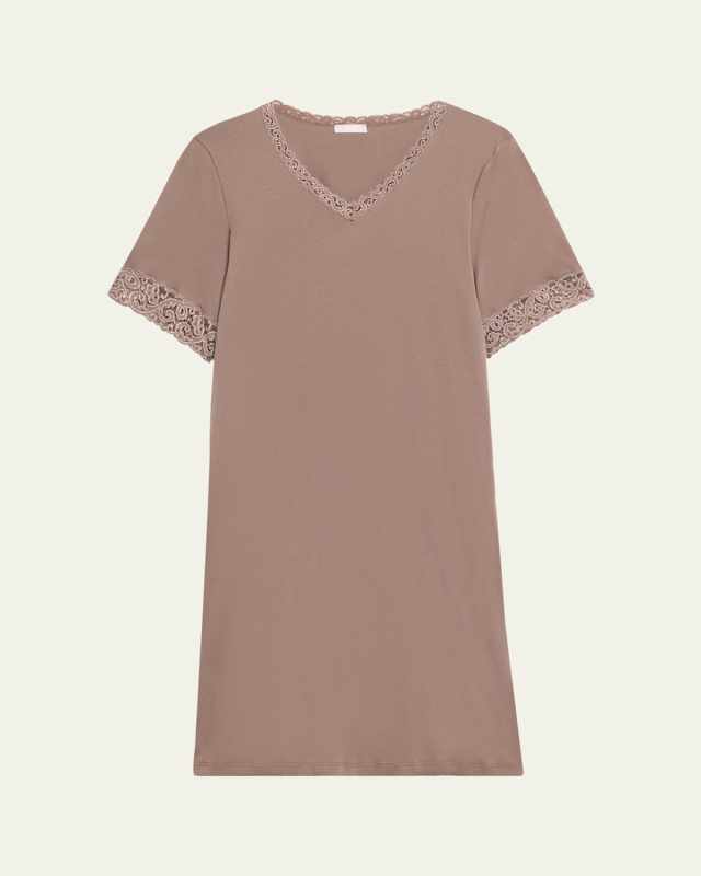 Moments Short Sleeve Lace Cotton Nightgown